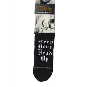 NEW PERRI’S SOCKS men's tupac keep your heads up crew socks in black
